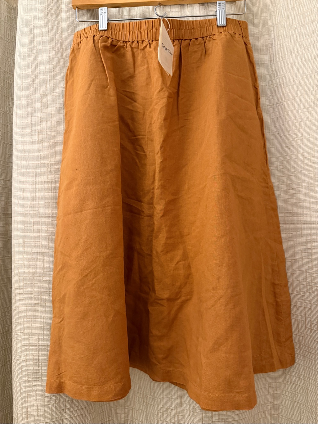 Button-Front A-Line Midi Skirt In Rust — image 6 of 8